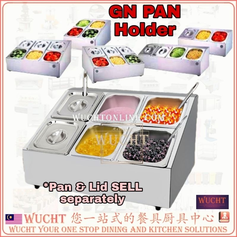 【WUCHT】2x3 1/6 GN FOOD PAN HOLDER RACK CONDIMENT HOLDER STAINLESS STEEL ...