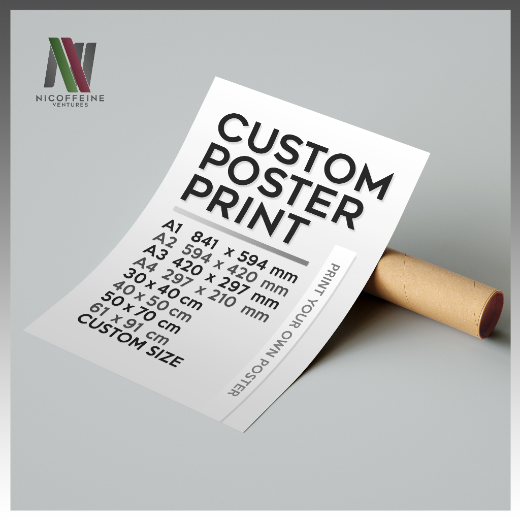 [Poster Only] Custom Poster Print A1 A2 A3 A4 30x40 40x50 50x70 Custom ...