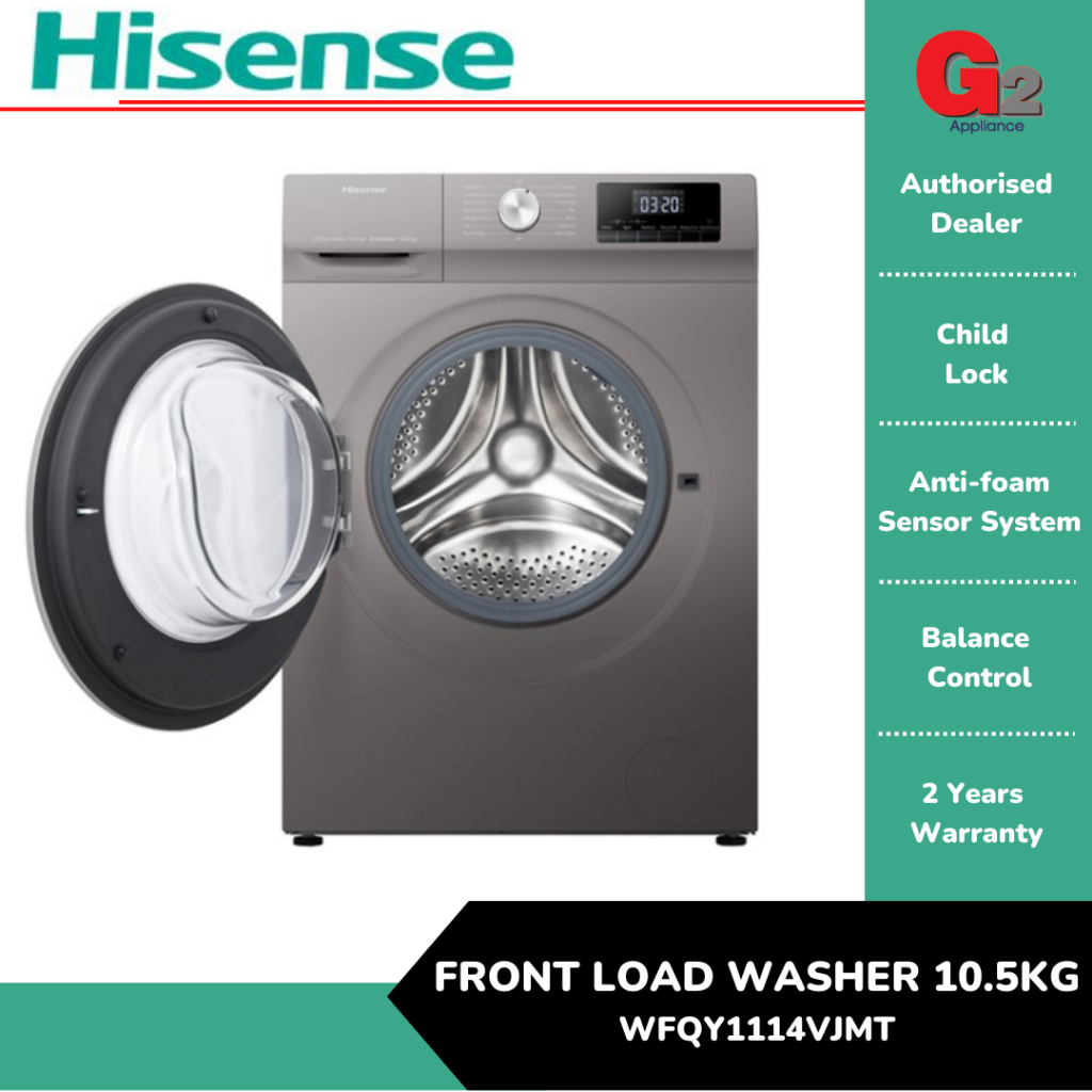 HISENSE (AUTHORISED DEALER) FRONT LOAD WASHER 10.5KG WFQY1114VJMT