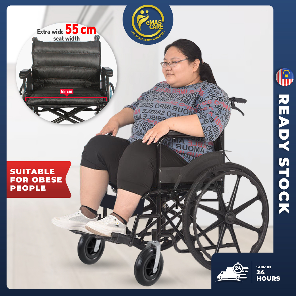 Heavy Duty Wheelchair Foldable Wheel Chair Wide Seat Big Size Extra