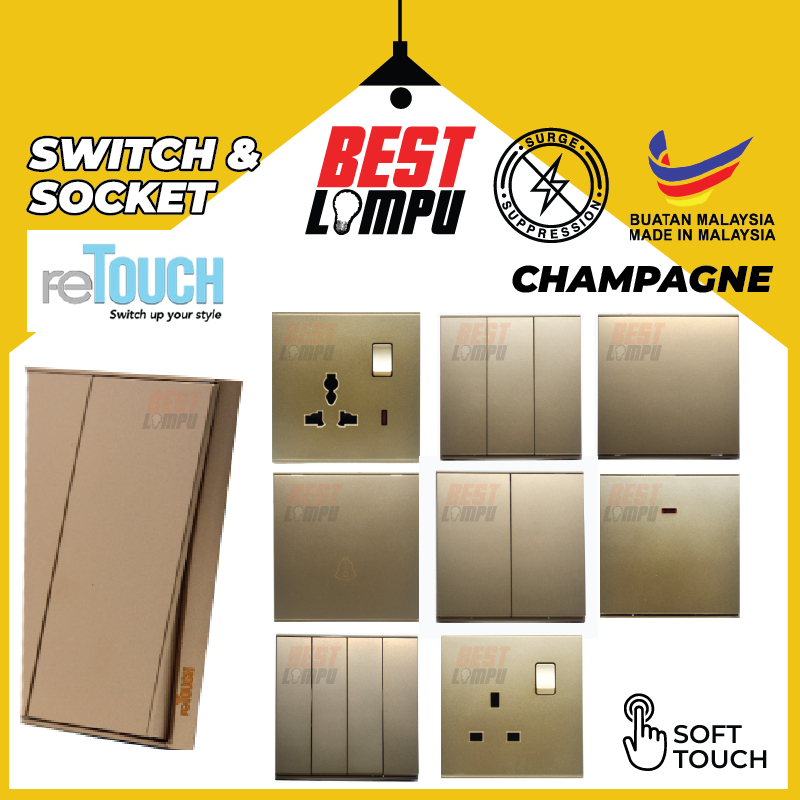 Retouch Elegance Sense Gold Wall Switch 13A 15A 20A Socket Plug Data TV
