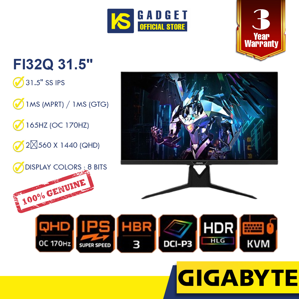 Gigabyte Aorus Fi32q Tactical Gaming Monitor 315 Ips Qhd 170hz 1ms Hdr 400 Rgb Shopee Malaysia 8603