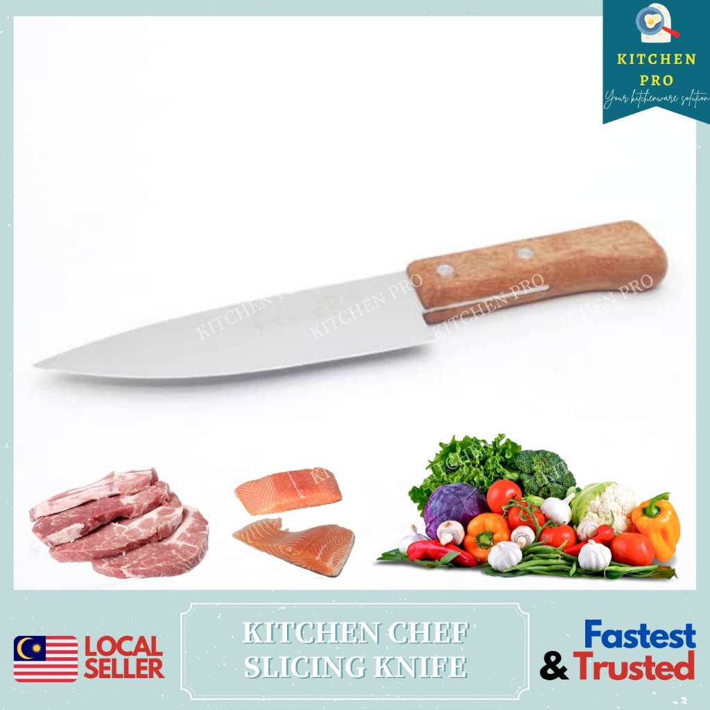 𝐊𝐈𝐓𝐂𝐇𝐄𝐍 𝐏𝐑𝐎 | SHIBAZI Chef Kitchen Slicing Knife With Wooden Handle