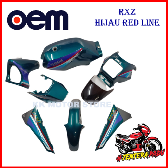 (100% OEM !!!) COVERSET RXZ BOSS OEM HIJAU RED LINE (FULL TANAM ...