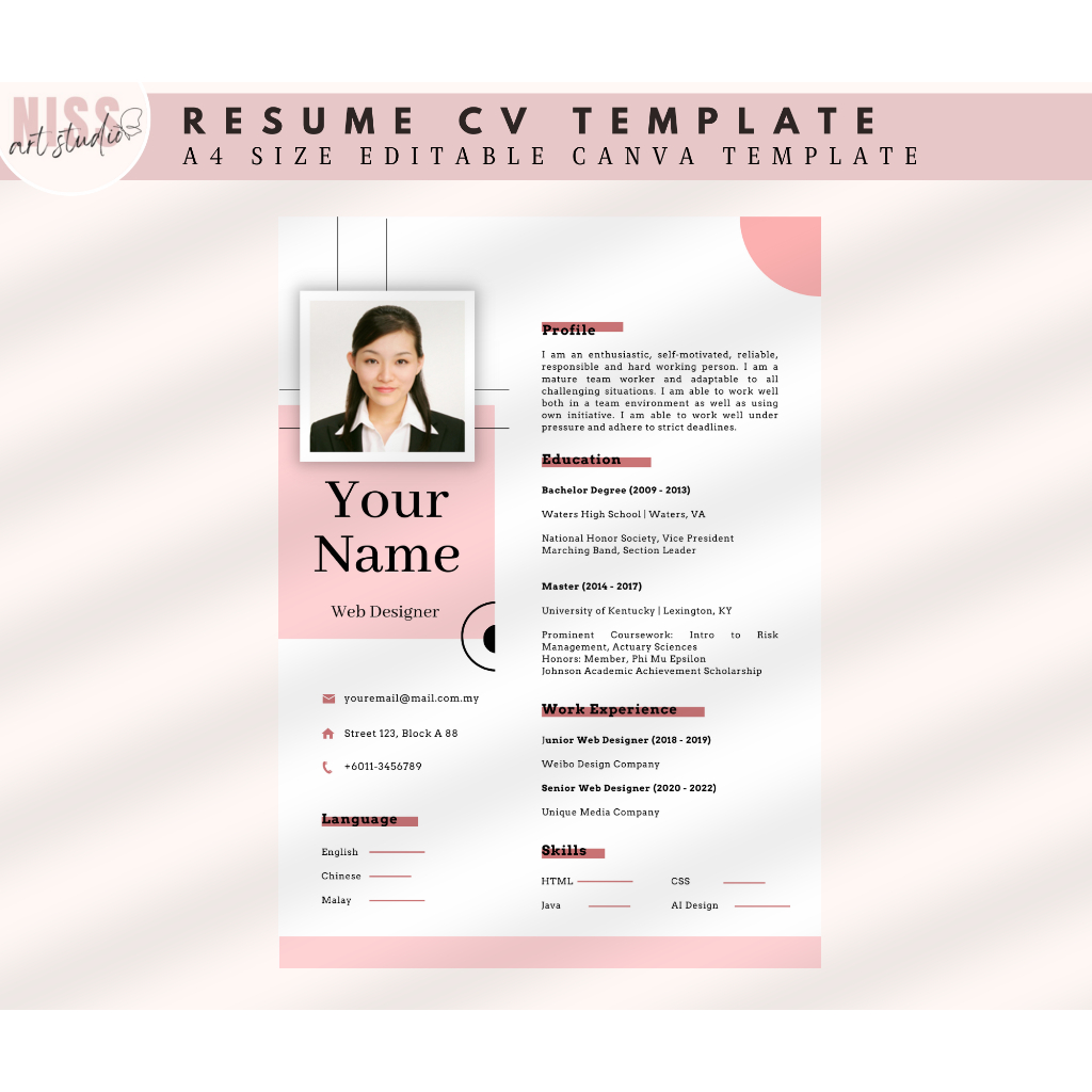 1x Editable Canva Template Resume CV Modern Minimalist | Shopee Malaysia