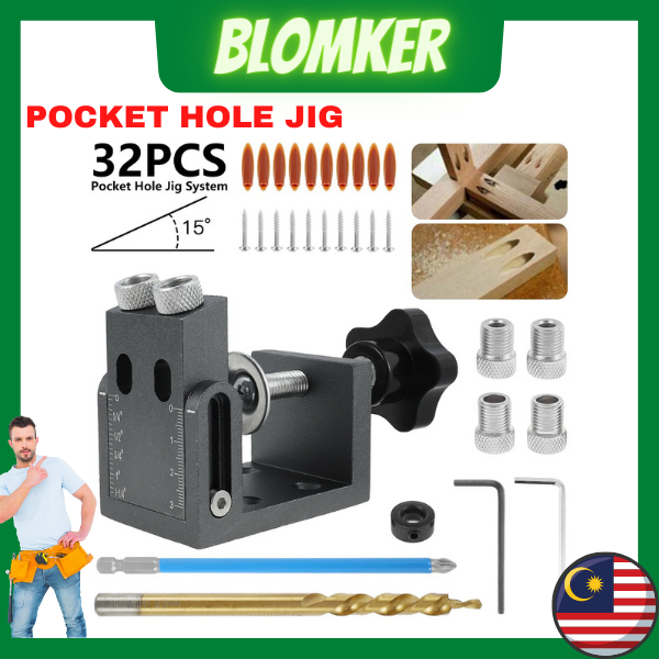 32pcs Pocket Hole Jig Kit Woodworking Screw Jig 15 Degree Oblique Angle Hole Locator Positioner