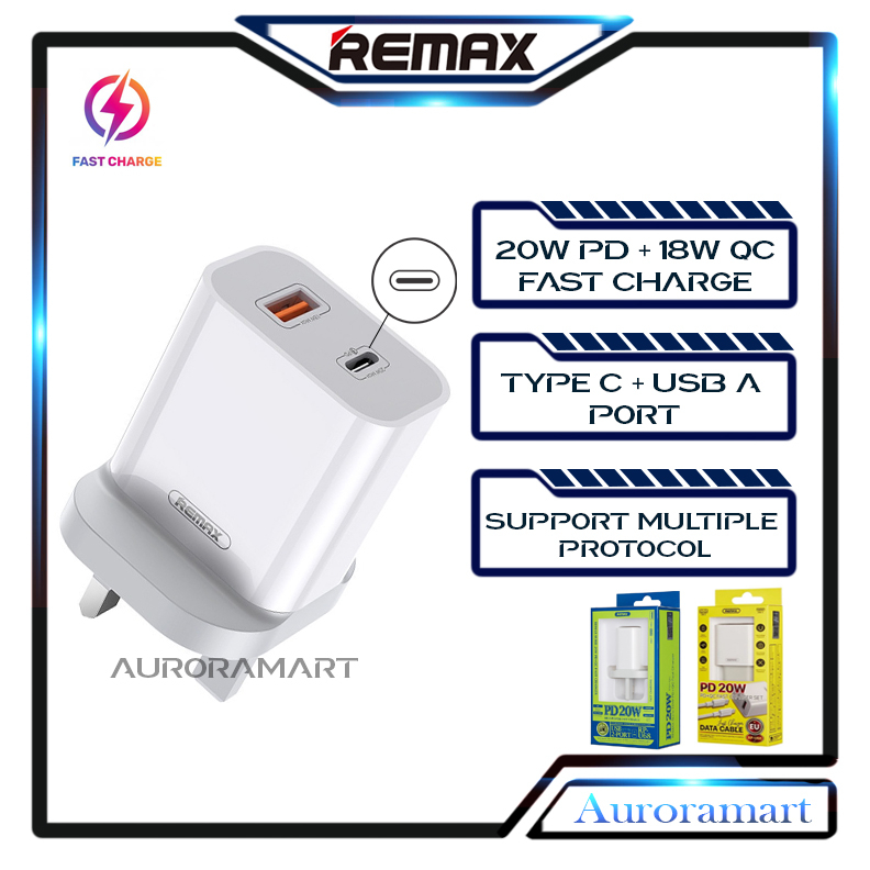 Original Remax 20W PD Adapter Charger Type C Fast Charging Chargers USB ...