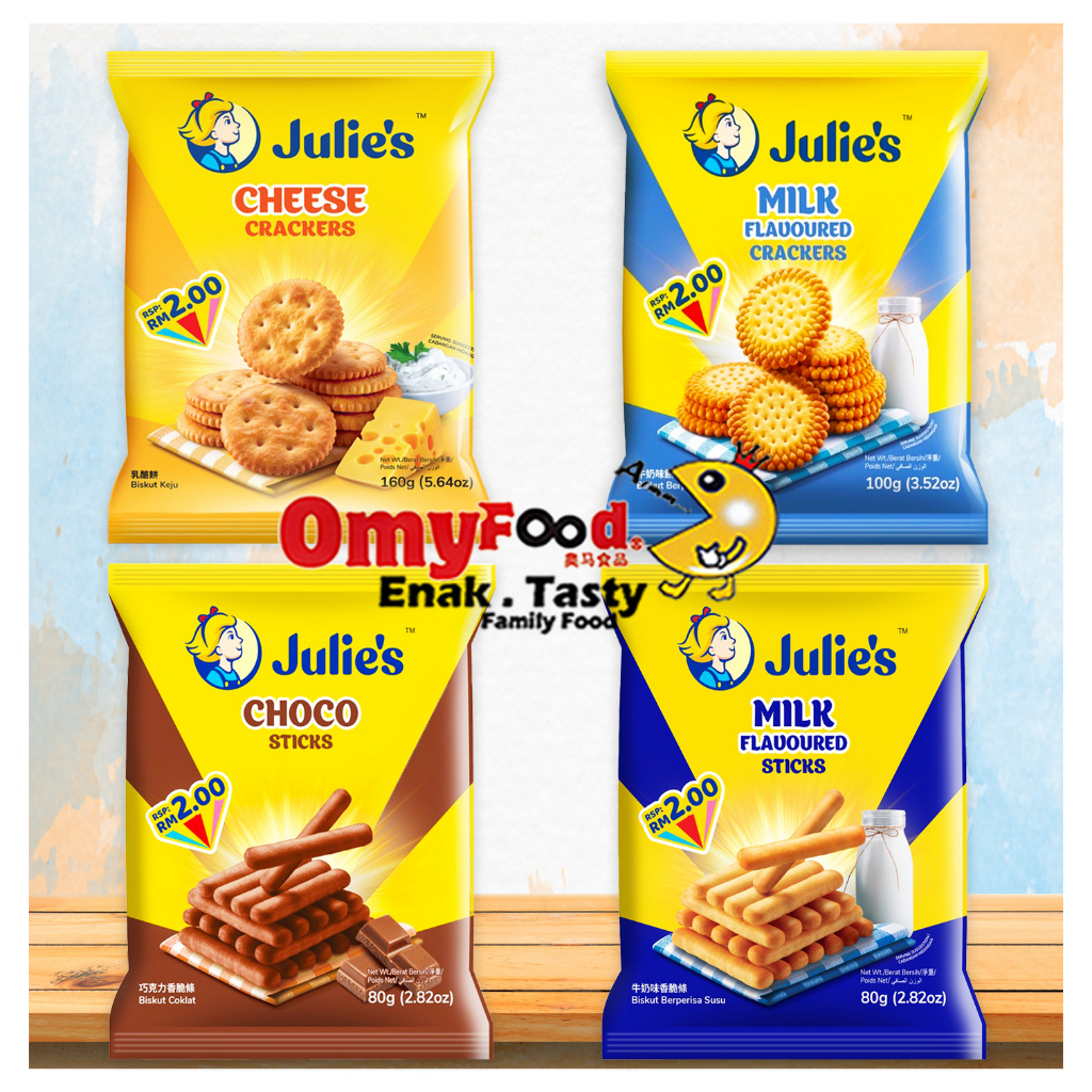 140g 100g 80g Julies Cheese Crackers Milk Flavoured Crackers Choco Stick Milk Flavoured 0398