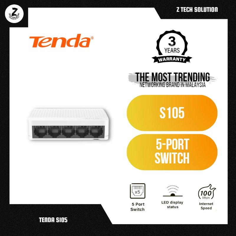 Tenda S105 Fast Ethernet Switch - 10/100Mbps (5-Port) | Shopee Malaysia