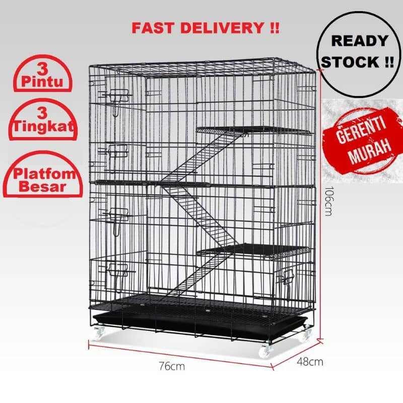 ( SABAH ) Cat Cage 2 4 Tier Sangkar Kandang Kucing Tingkat Rabbit Bunny ...