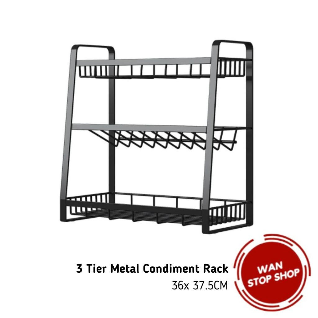 3 Tier Metal Condiment Rack Seasoning Storage Rack Kitchen Rack Storage ...