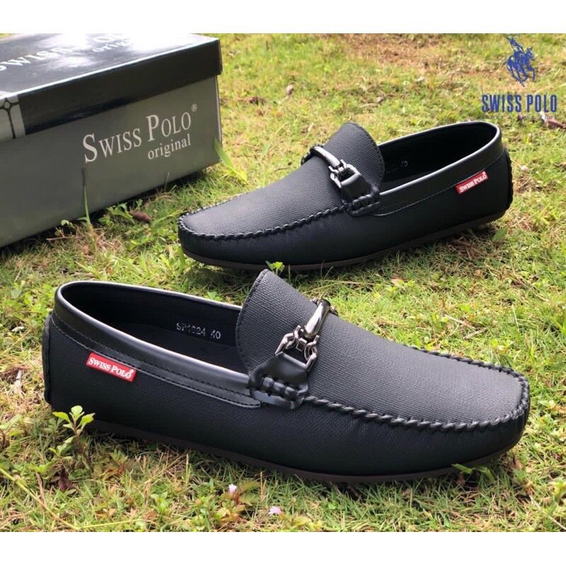 Swiss Polo Casual Lifestyle Smart Look Men Loafer Shoes Kasut Sampan Lelaki Polo Bergayap