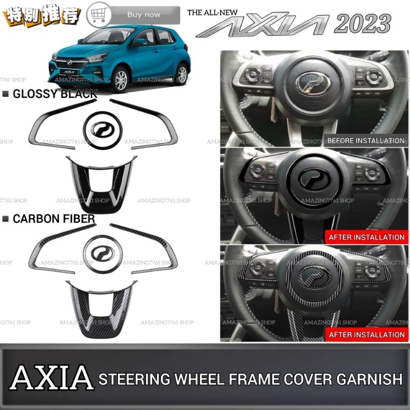 AMAZING PERODUA NEW AXIA 2023 STEERING WHEEL FRAME COVER GARNISH