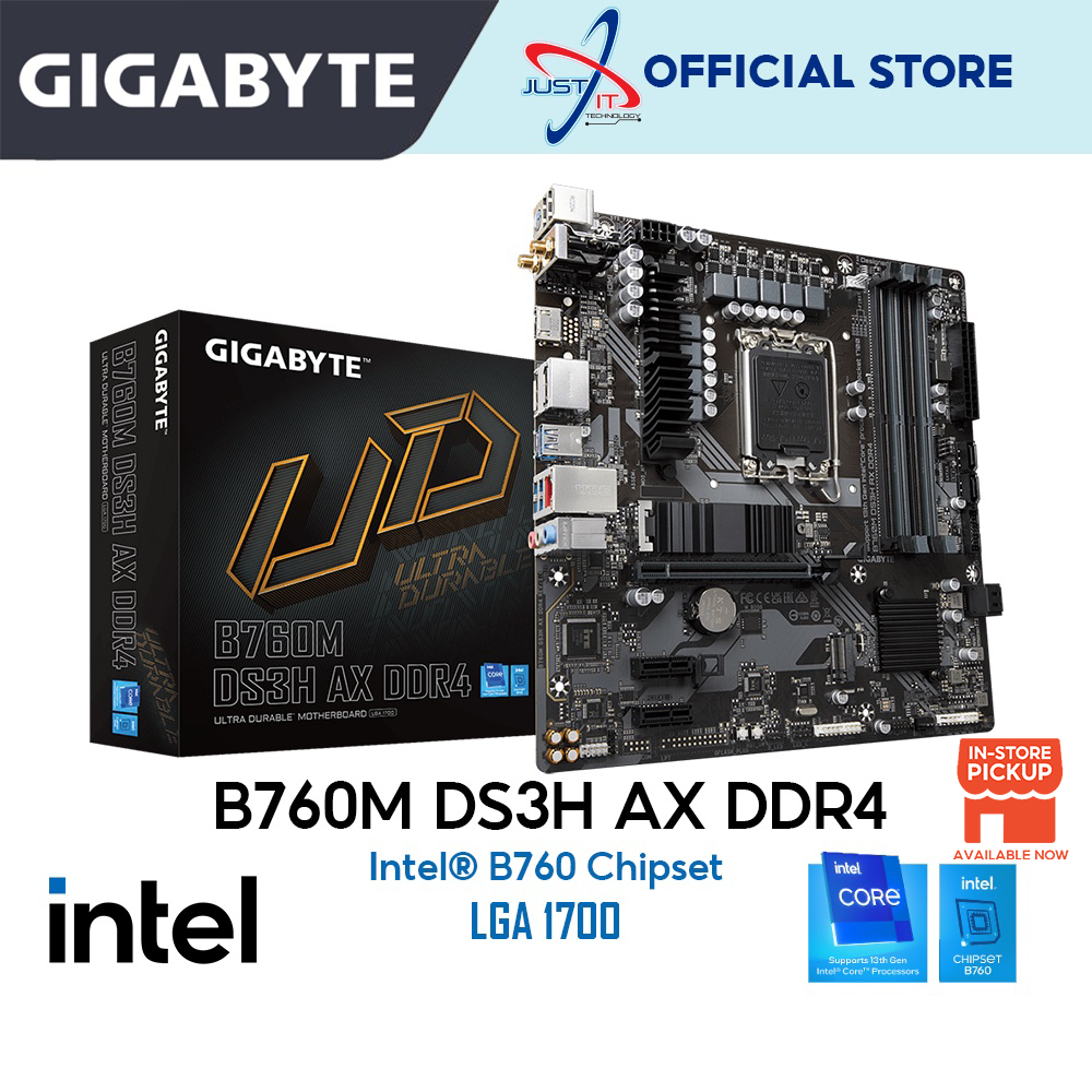 GIGABYTE B760M DS3H AX DDR4 LGA1700 Motherboard Combo Deal I313100 / 12400 / I513400F / I7