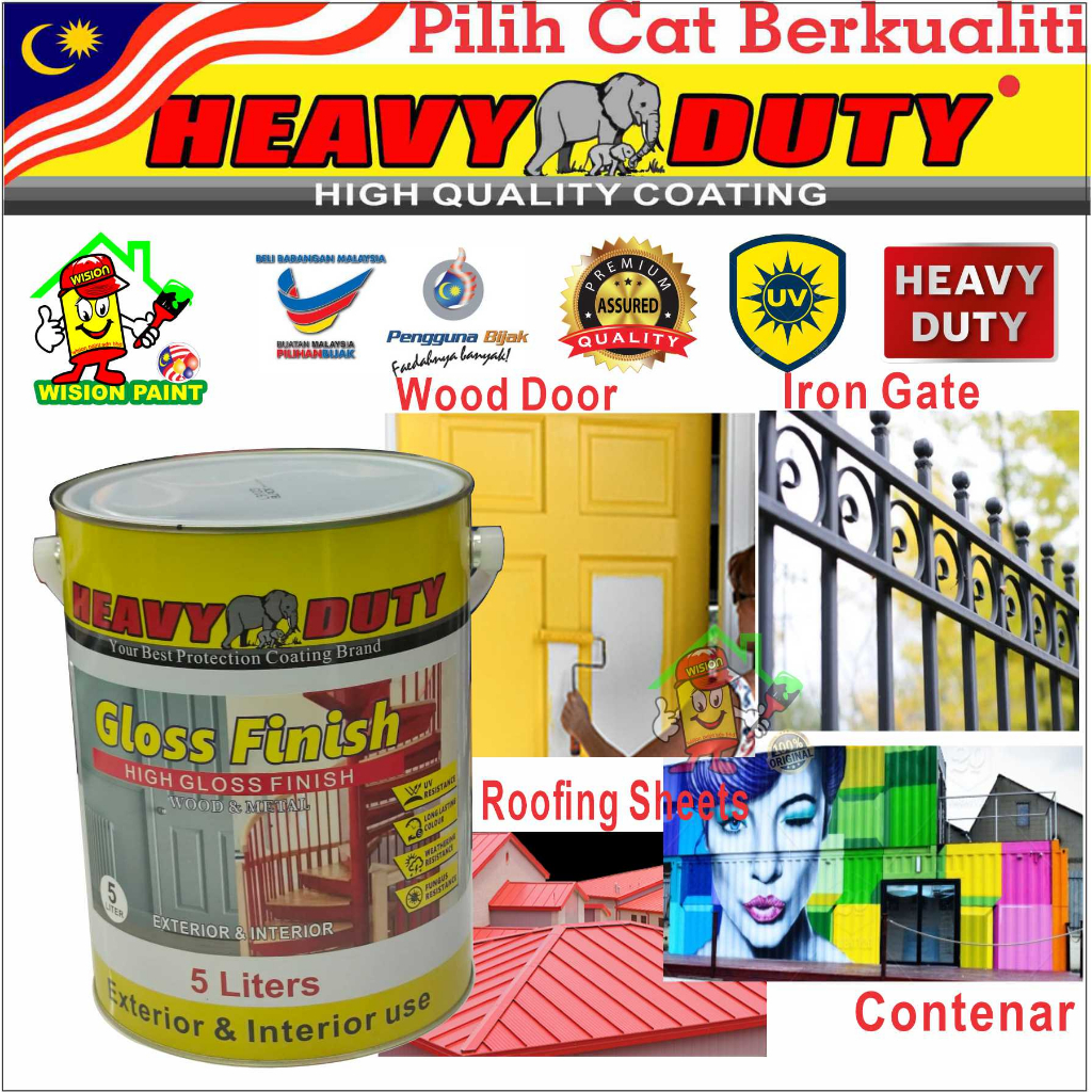 5L HEAVY DUTY PAINT ( High Gloss Finish ) Paint for Wood & Metal / DOOR