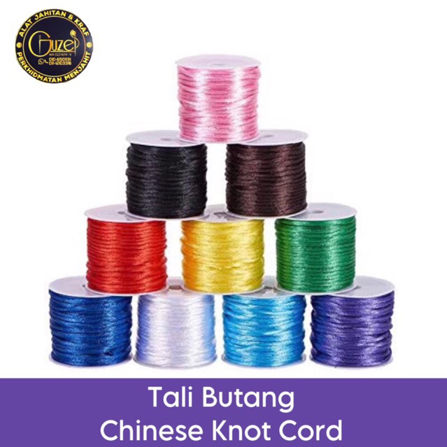 (Meter) 2 mm Chinese cord/ Tali Rumah Butang/Nylon string/Satin rattail ...