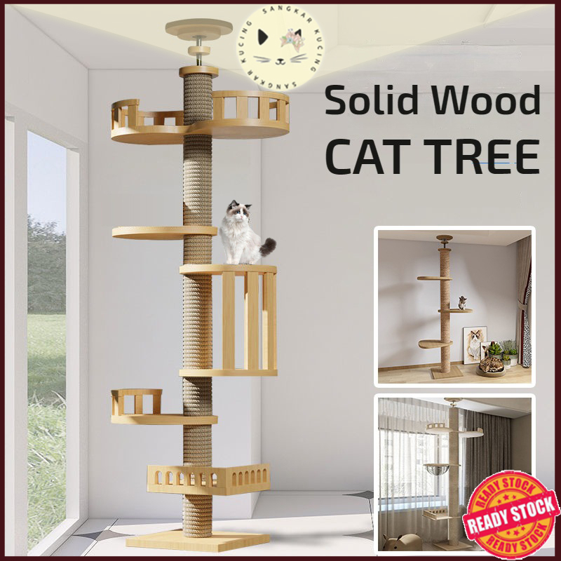 Premium Large Cat Tree House Wood Cat Condo Bed Scratcher House Cat