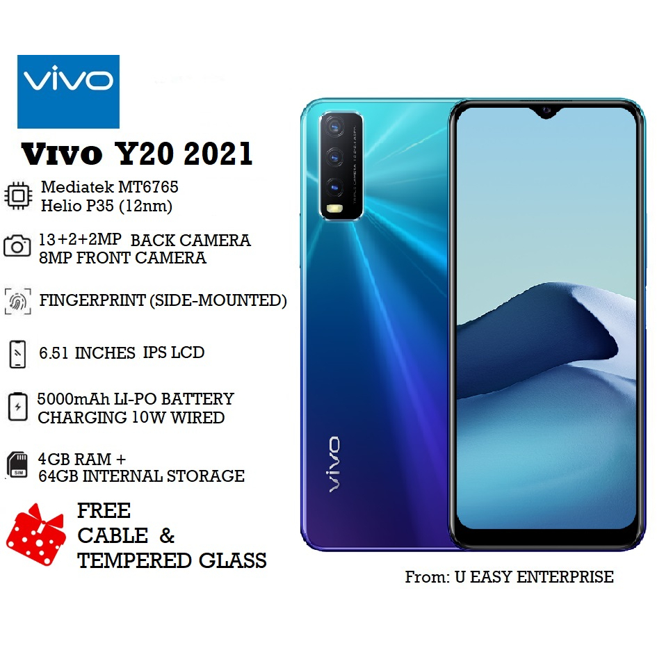 USED VIVO Y20 V2043 ORIGINAL MALAYSIA 4G LTE (4GB RAM + 64GB INTERNAL
