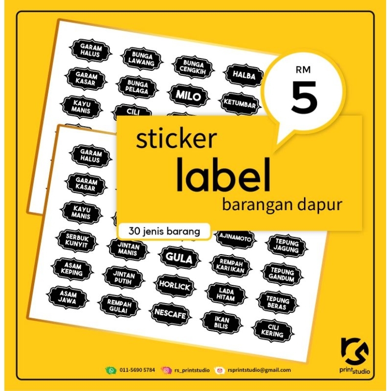 Sticker Label Dapur (Transparent sticker) Shopee Malaysia