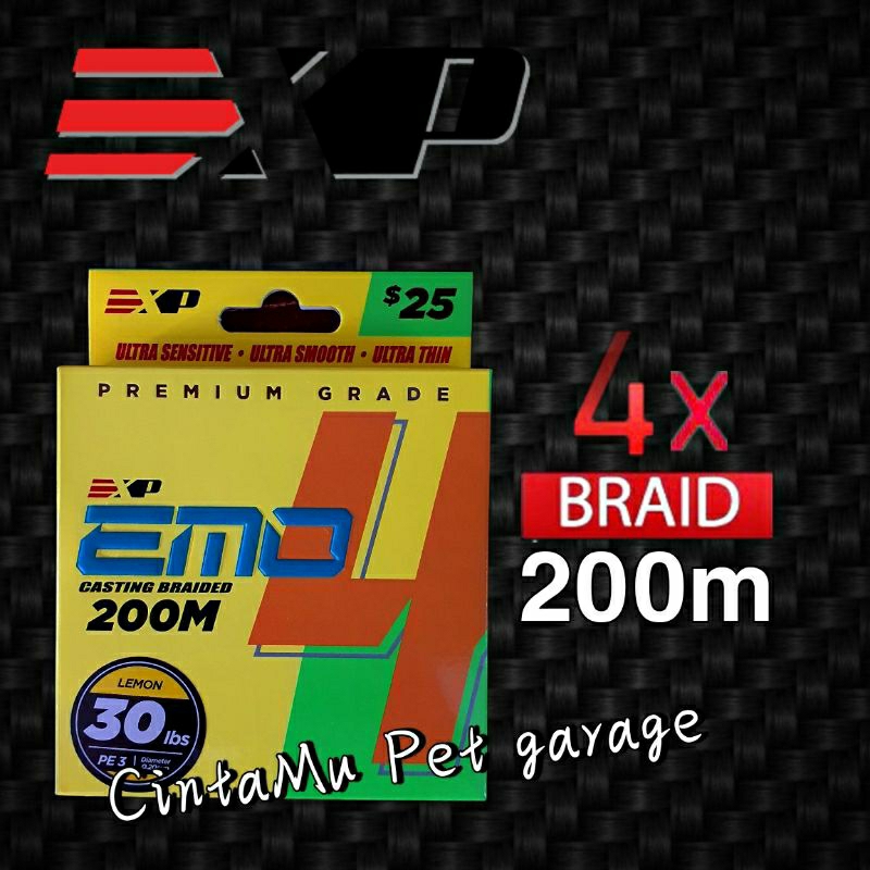 EXP Emo 4X 200M Casting Braided Fishing Line Braid PE X4