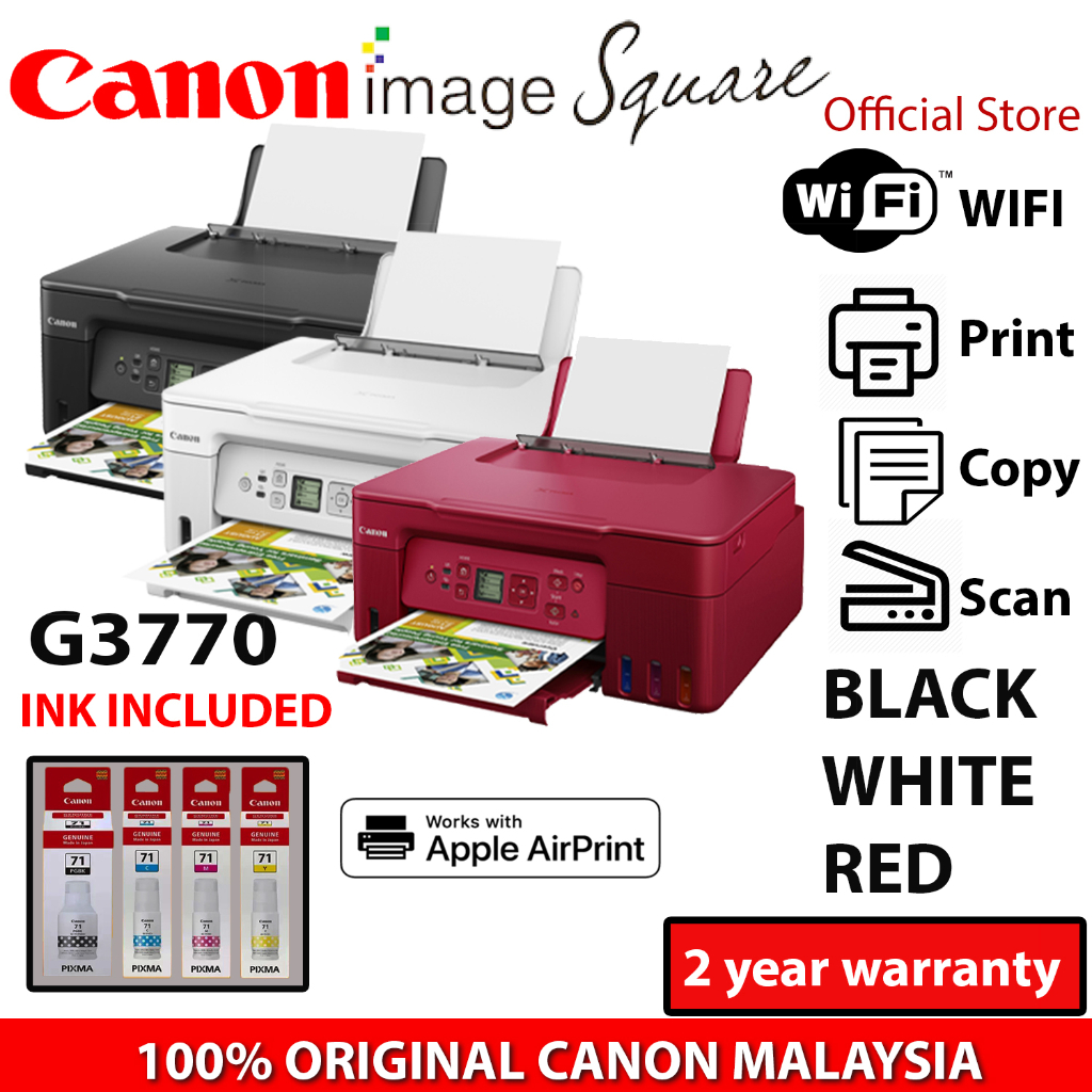 CANON PIXMA G3770 WIFI Wireless Refillable Ink Tank Colour Printer with