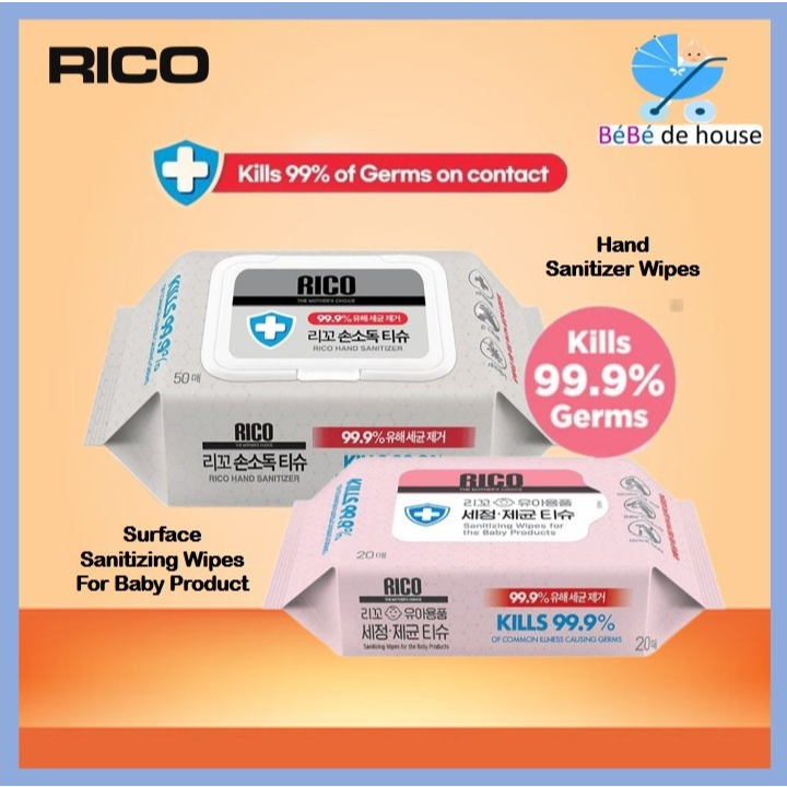 RICO Hand Sanitizer Wipes / Surface Sanitizing Wipes For Baby Products ...