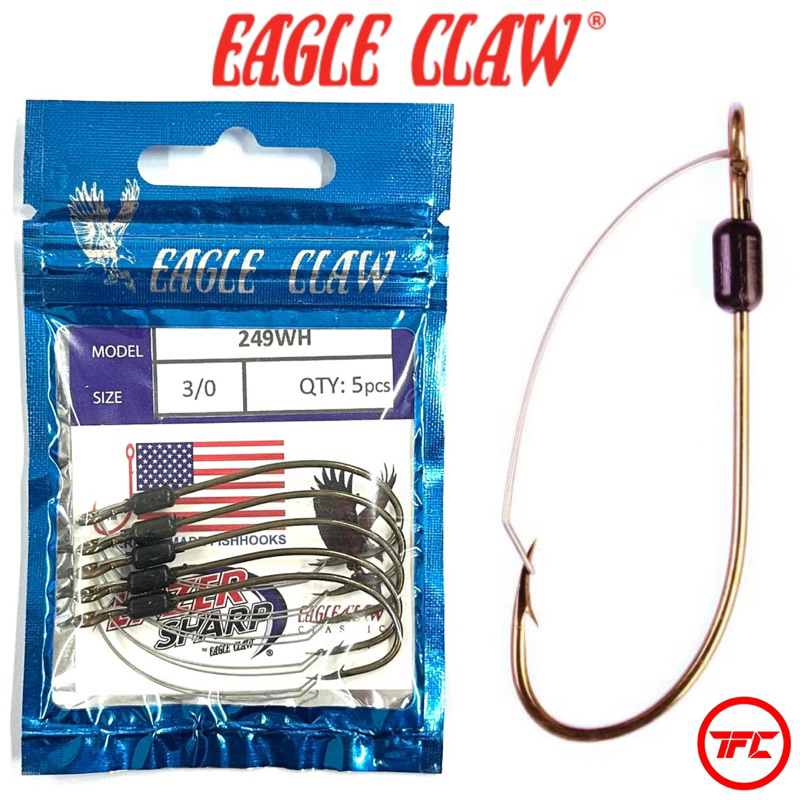 Eagle Claw 249WH Lazer Sharp Hook Weedless Snakehead Haruan Toman Double