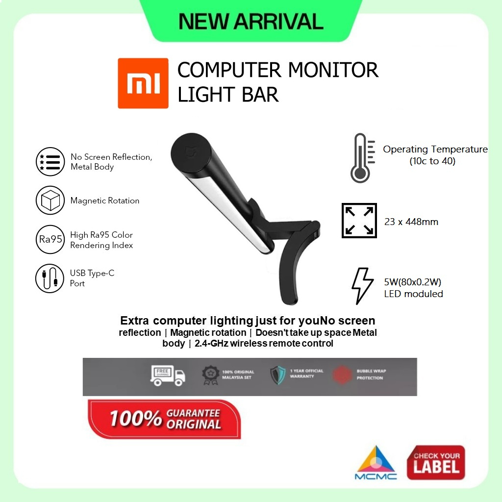 Xiaomi Mi Computer Monitor Light Bar [brightness from 2700 to 6500 ka] Ready Stock Shopee