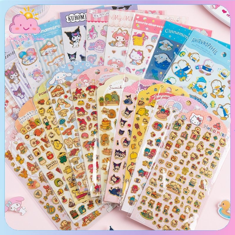 Waterproof Bronzing PVC Stickers Sanrio Kuromi Cinnamoroll Cute Cartoon ...