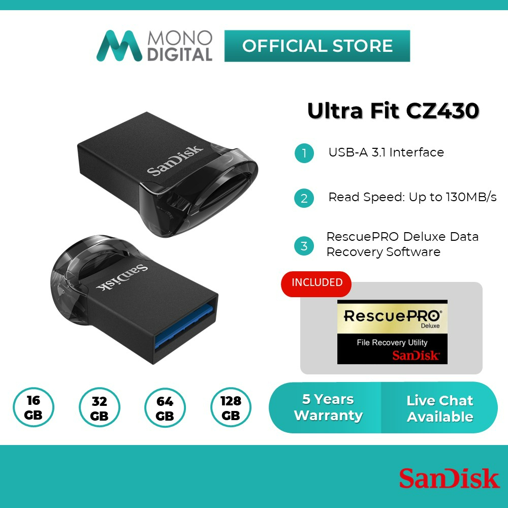 SanDisk Ultra Fit CZ430 130MB/s Pendrive USB 3.1 Compact Flash