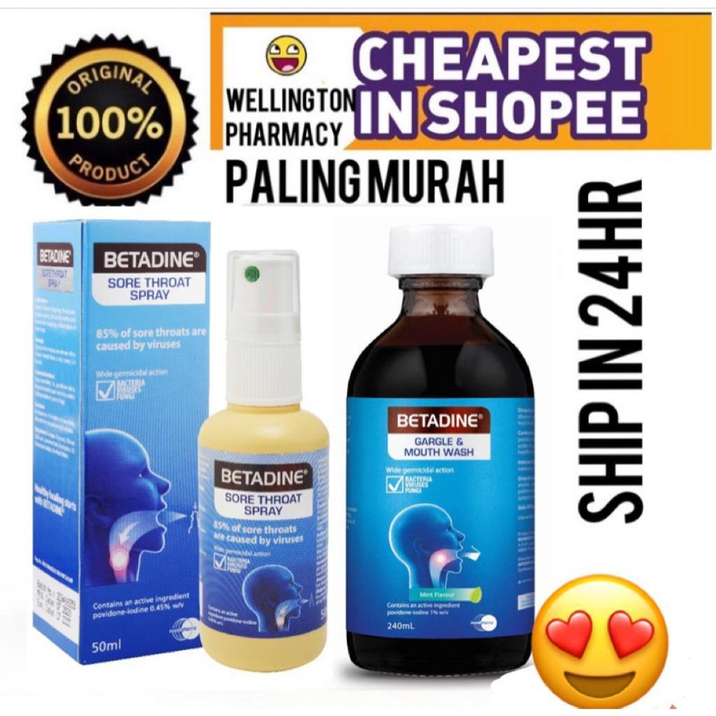 [SHIPIN24H][READY STOCK] Betadine Sore Throat Spray / GARGLE MOUTH