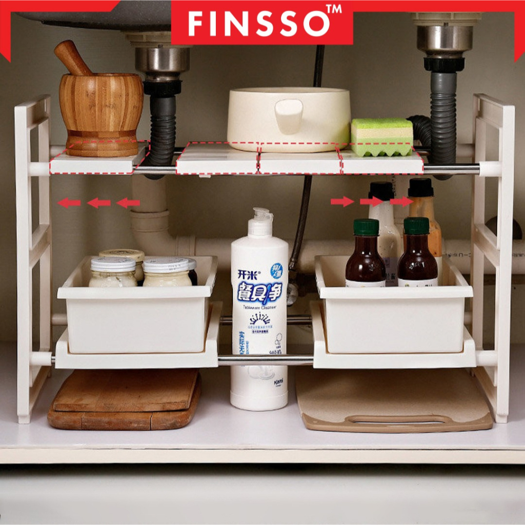 FINSSO !!! Expandable Kitchen Organizer under sink free Tray / kitchen