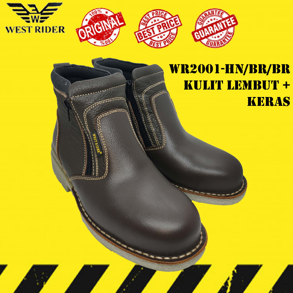 West Rider Mens Mid Cut Safety Shoes / Boots With Ezy Dual Zip WR2001