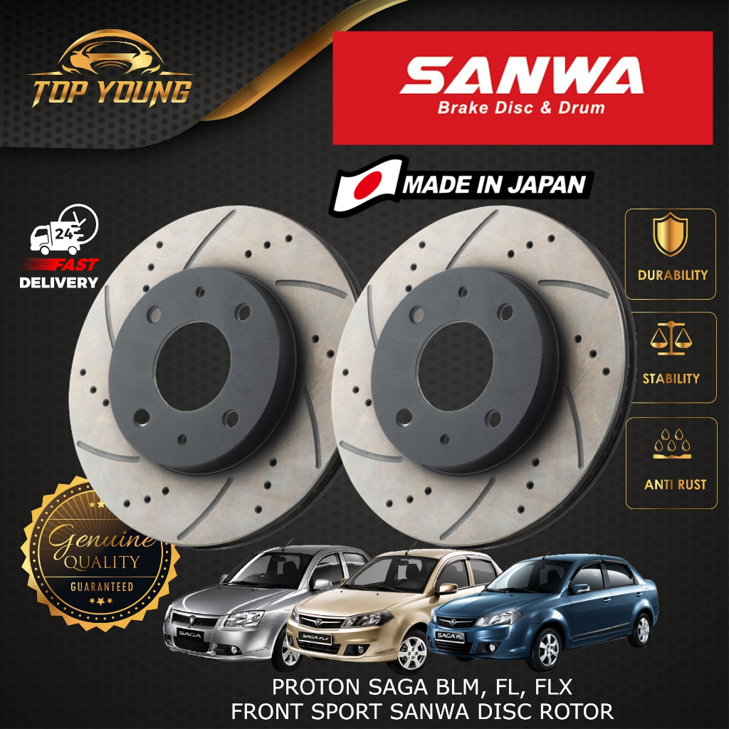PROTON SAGA BLM , FL , FLX FRONT DISC ROTOR SPORT SLOTTED & DRILLED ...