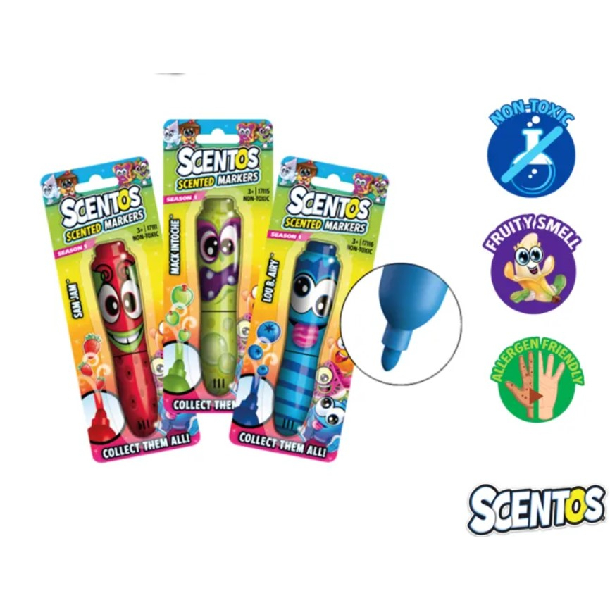 Scentos Scented Bullet Tip Marker (Strawberry / Green Apple / Blueberry ...