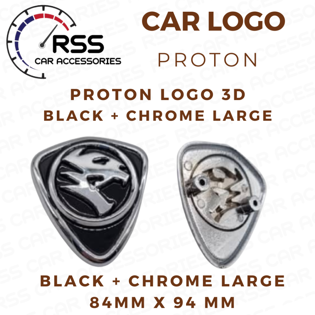 PROTON LOGO 3D BLACK + CHROME LARGE | Shopee Malaysia
