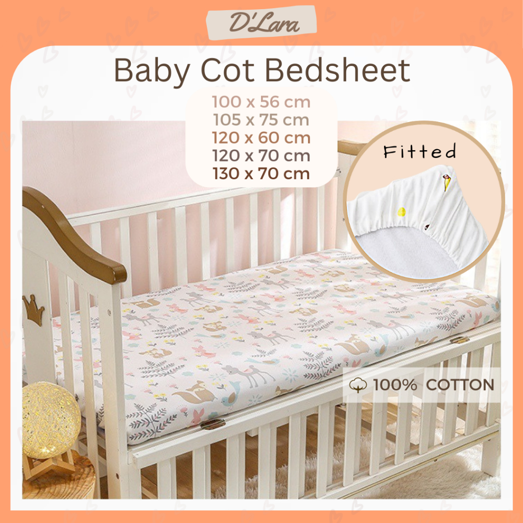 D'LARA Baby Cot Fitted Bedsheet Mattress Cover Baby Crib Bedding