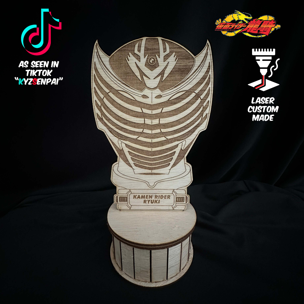 Kamen Rider Ryuki Head Original Premium Wood Laser Engrave Deco Masked ...