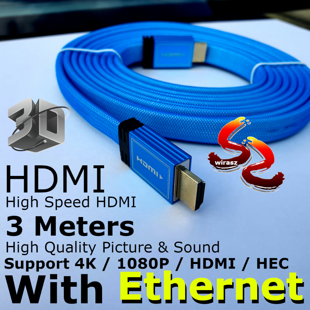 High Speed 3D 4K HD UHD 1080P HDMI Cable With Ethernet 24K Gold Plate ...