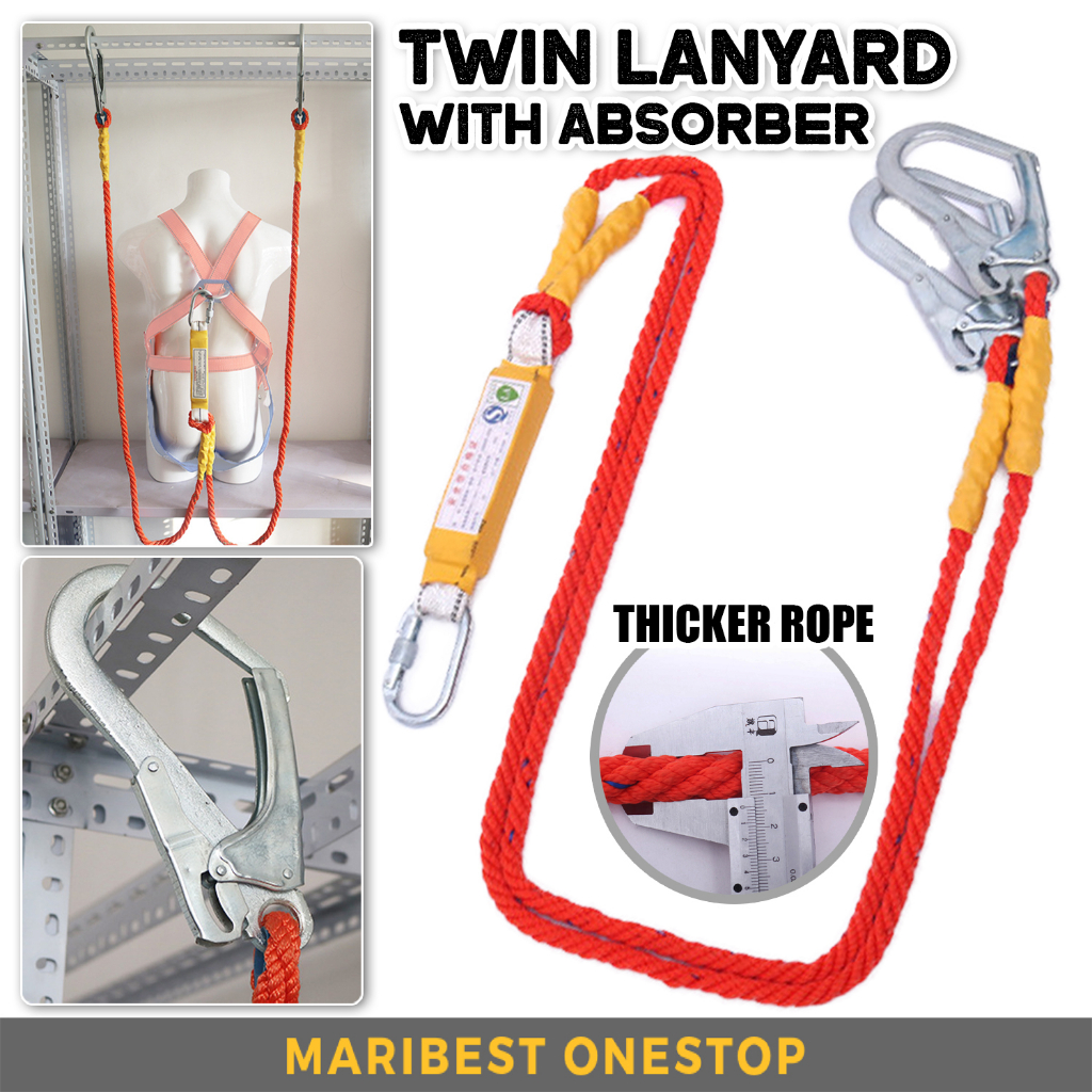 Body Harness Double Lanyard Twin Hook With Absorber Safety Harness
