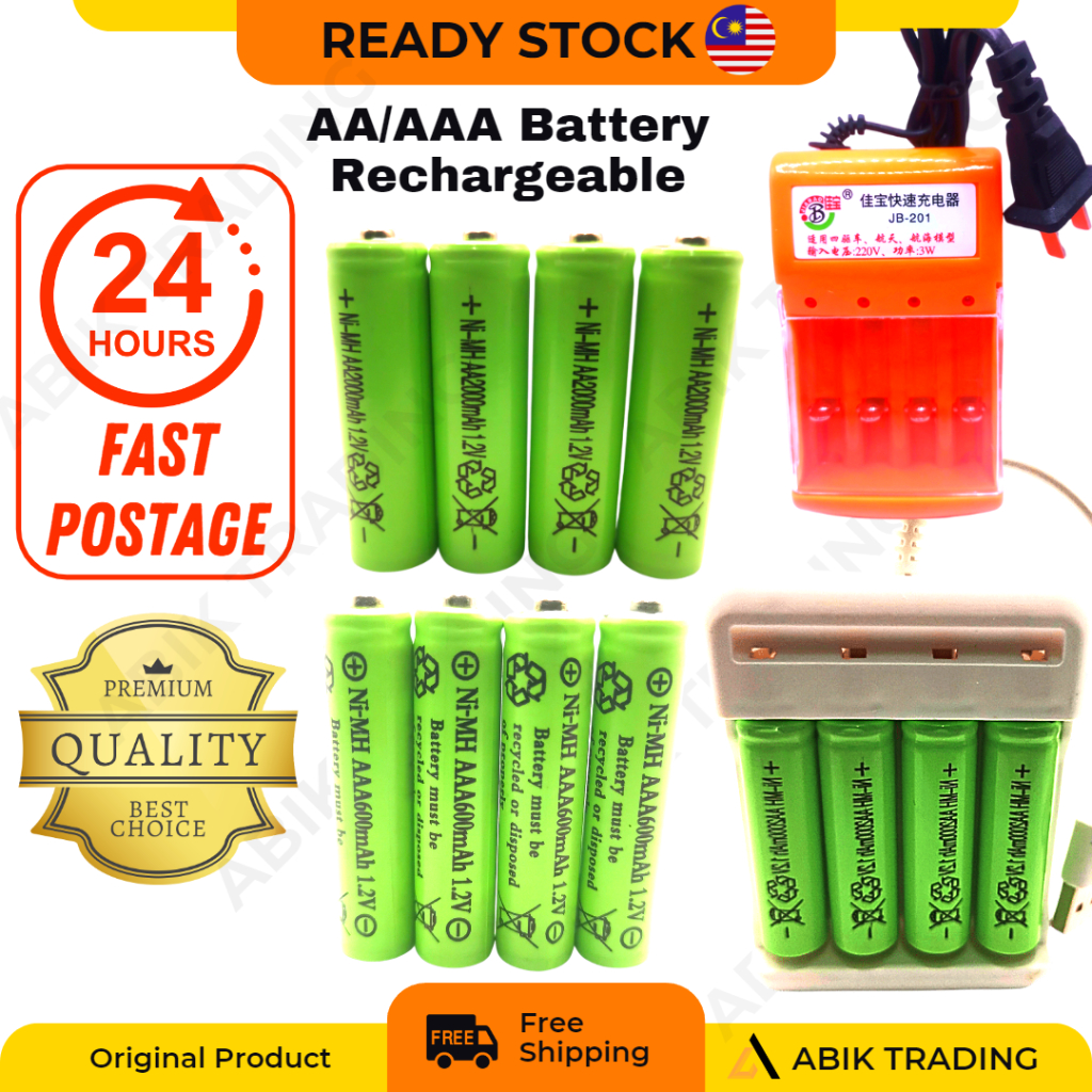 Bateri AA/AAA Rechargeable Battery USB 3A 2A DoubleA TripleA Battery ...