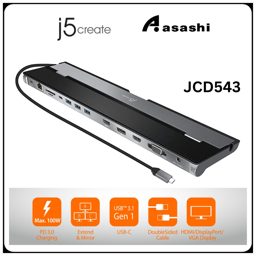 J5Create JCD543 USBC Triple Display Docking Station Shopee Malaysia