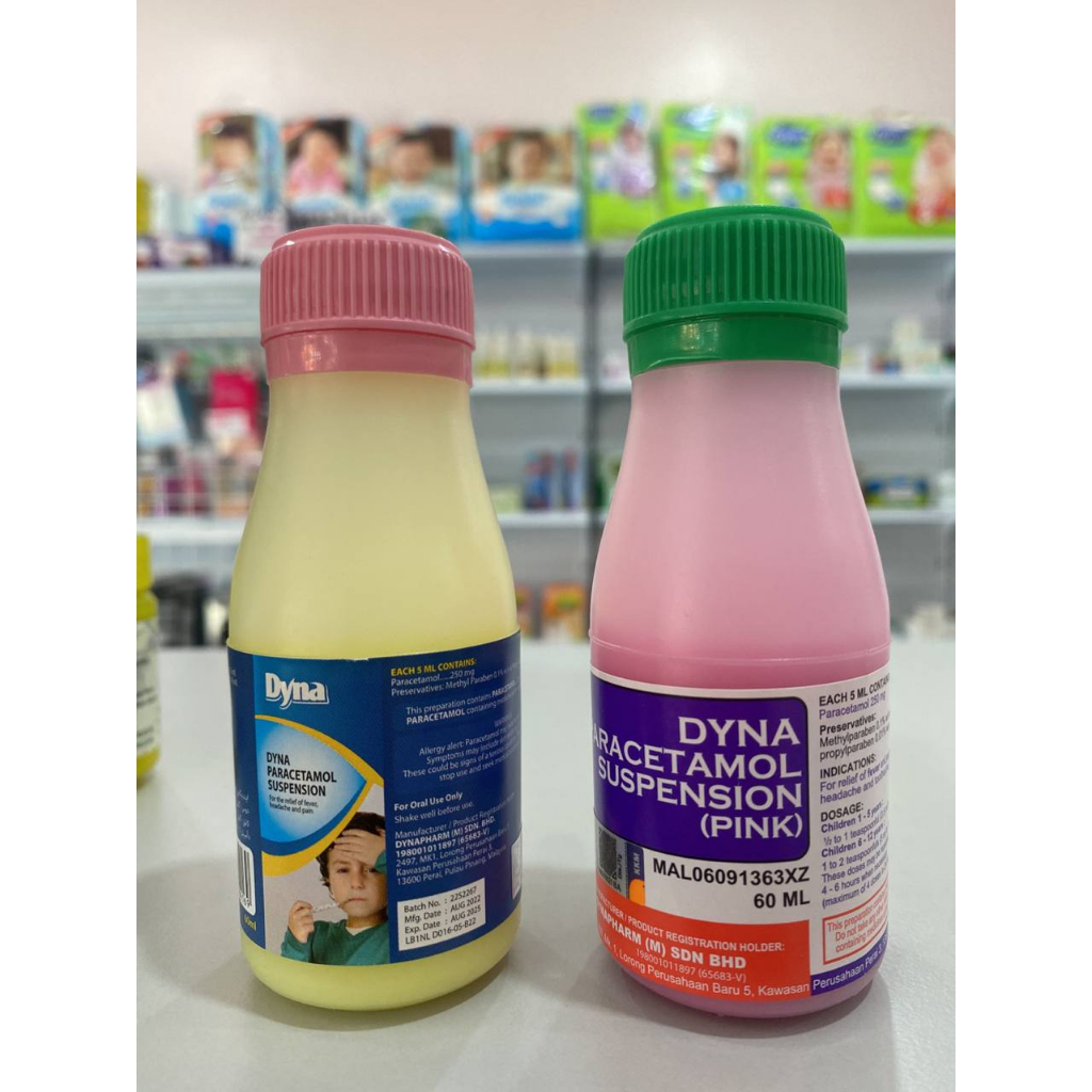 (FREE GIFT) DYNA PARACETAMOL SUSPENSIONPINK(RASPBERRY)/YELLOW (MILK