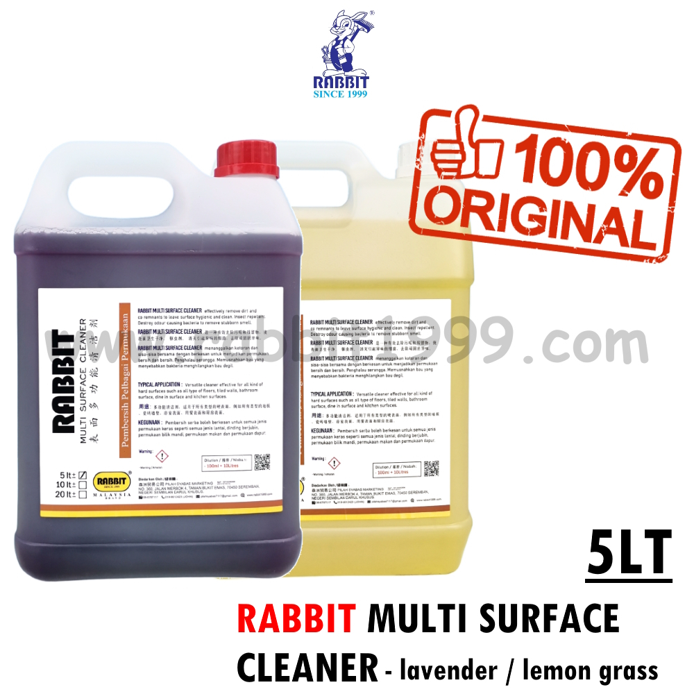 RABBIT MULTI SURFACE CLEANER - 5Lt - lavender mop / floor deodorizer ...
