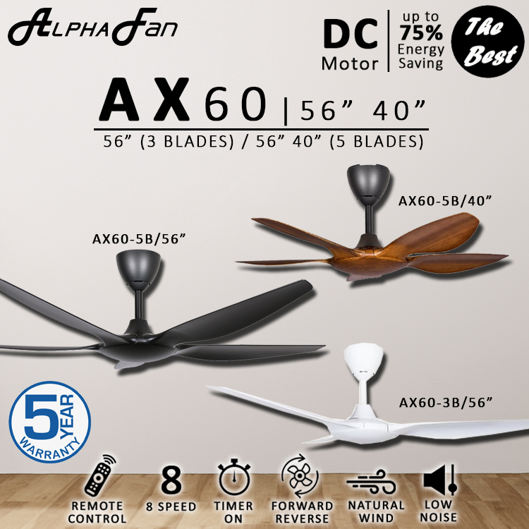 ALPHA AlphaFan - AX60 5B 3B 56 40 Inch DC Motor Ceiling Fan (8 Speed ...