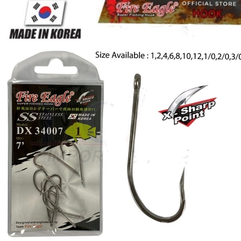 New SS34007 Stainless Steel Hook 1/0 - 12/0 Non Offset Inner Line