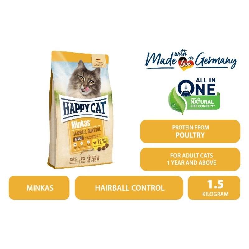 [Ready Stock] Happy Cat Minkas Hairball Control 1.5kg | Shopee Malaysia