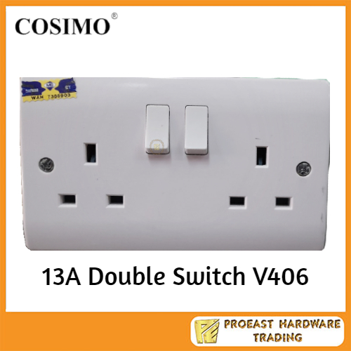 COSIMO [V406] 13A Double Switch Socket Outlet (SIRIM) | Shopee Malaysia