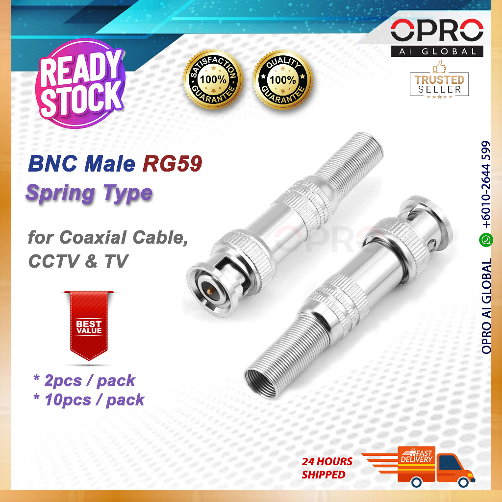 Test Passed CCTV BNC Connector Male RG59 Spring Type | Shopee Malaysia