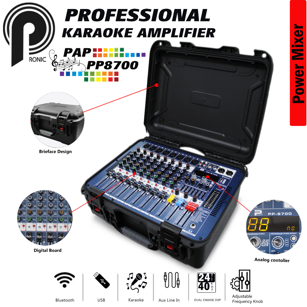 Power Mixer PP8700 PRONIC 8 Channel with Hard Case 2x700W Shopee Malaysia